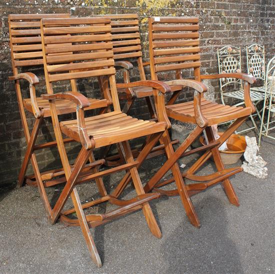 4 teak garden bar chairs